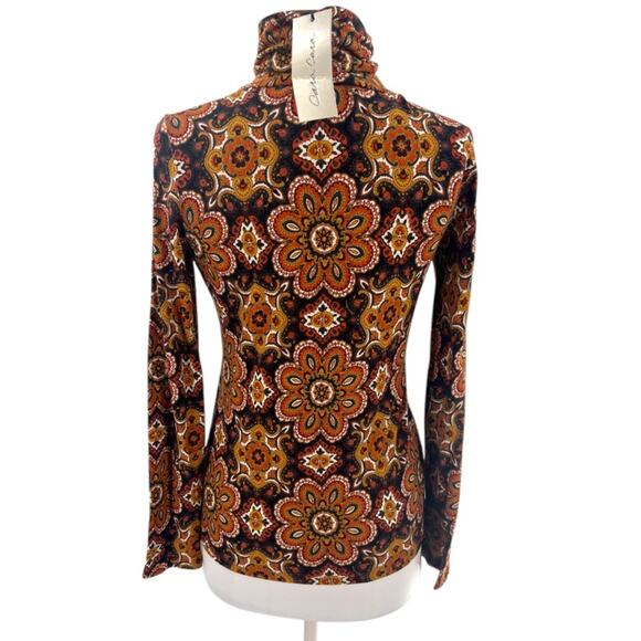 NWT CARA CARA Piper Top In Scarf Medallion C Sz XS turtleneck - Picture 3 of 7